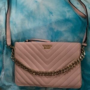 Victoria's Secret Pink and Gold Chevron Crossbody Bag